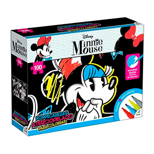 Novelty Rompecabezas Aterciopelado Para Colorear Minnie Mouse 100 pzas
