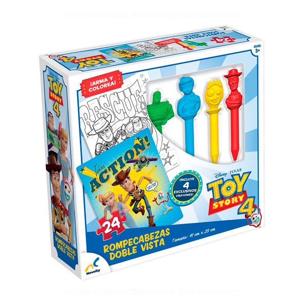 Novelty Rompecabezas Doble Vista Con Crayones Toy Story 4 24 Pzas