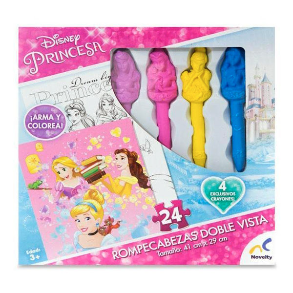 Novelty Rompecabezas Doble Vista con Crayones Princesas 24 piezas